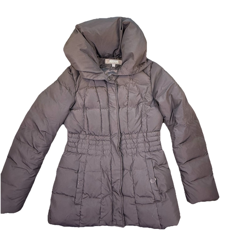 Kenneth Cole Reaction Full Zip/Snap Goose Down Black Puffer Jacket Coat Women‎ M